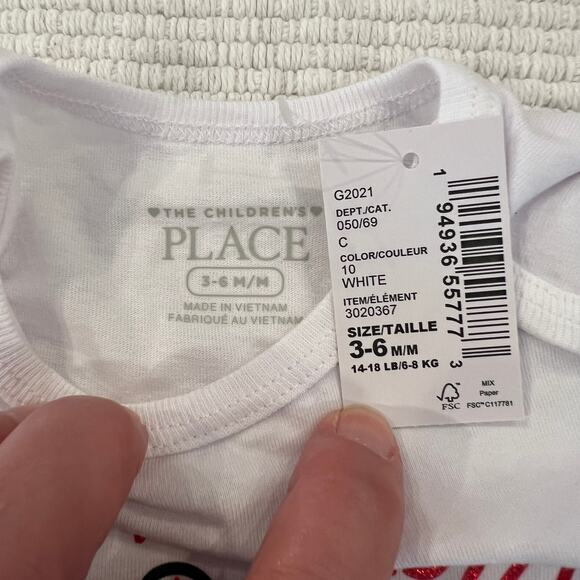 NWT Children's Place White W/America 4th of July Ladybug Bodysuit - SIZE 3-6M - Picture 4 of 7